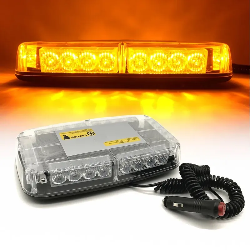 LED Аварийна Сигнална Лампа Буркан с Магнит, 24W, 15 Режима, 12V / 24V, Жълта Светлина, За Пътна Помощ, Платформа, Снегорин, Камион и Специализирана Техника - 0