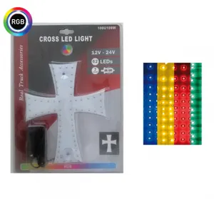 Диоден светещ кръст многоцветн RGB 84 LED ЛЕД 12V 24V 245 x 200 mm