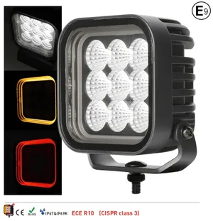 64W LED Халоген Бял, Разпръсната светлина с жълта и червена DRL светлина 12V-24V