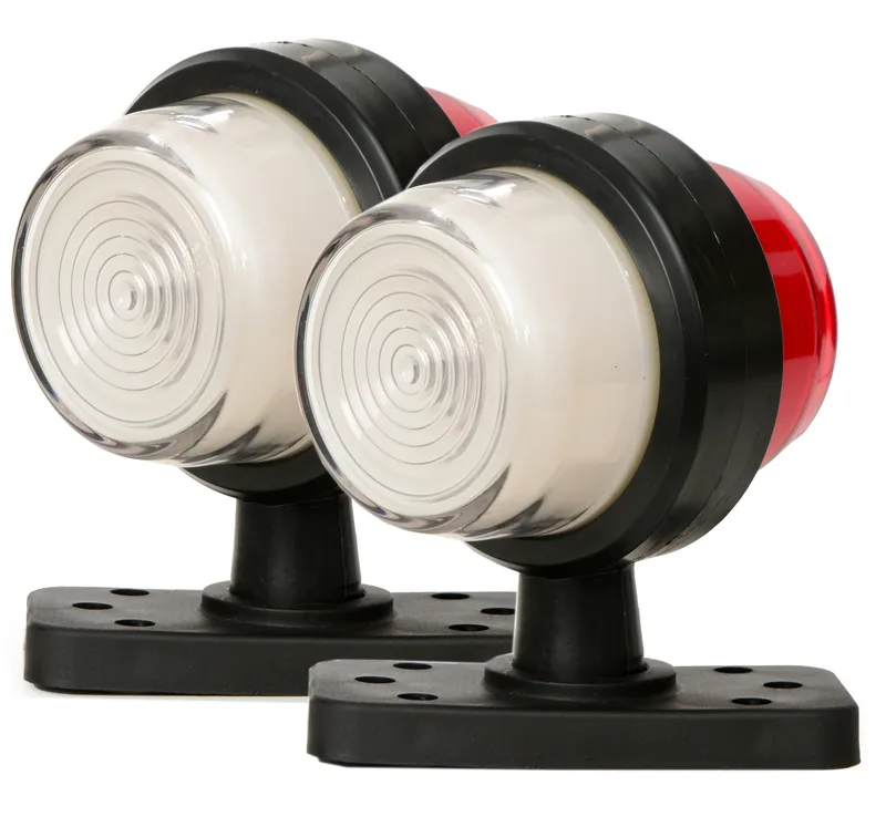 Комплект 2 бр. LED габарити маркери тип рогче 12V-24V, бяло-червено, Неон ефект - за ремаркета, платформи, камиони и др. - 0