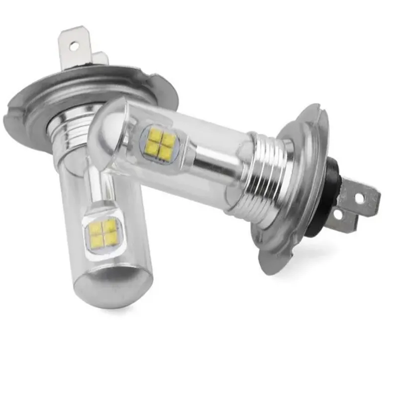 Комплект от 2 броя ЛЕД LED крушки за фарове H7 Х7 12V-24V Бели 6000k - 0