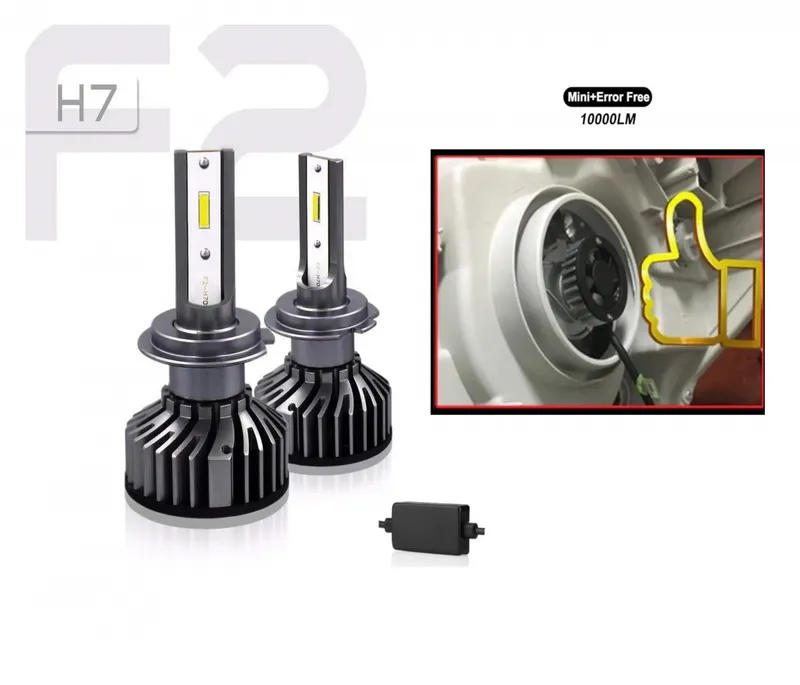 Комплект Умалени Мини LED Крушки H7 12V 24V 72W 10000lm За Фарове Can Bus без Грешки - 0