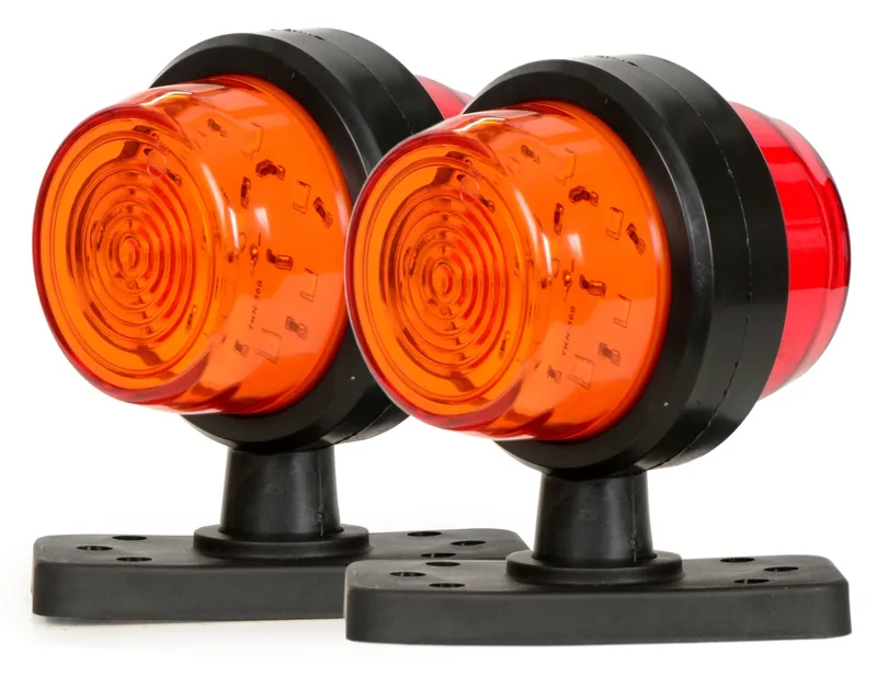 Комплект 2 бр. LED габарити маркери тип рогче 12V-24V, оранжево-червено - за ремаркета, платформи, камиони и др. - 0