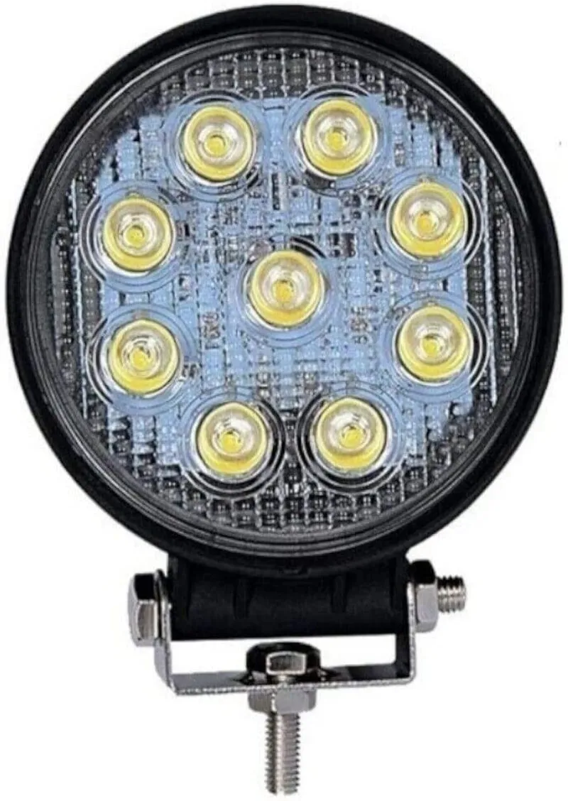 27W Кръгъл Led Лед Диоден Фар Прожектор Халоген Лампа с разпръсната светлина FLOOD 12V 24V Слим Slim - 0