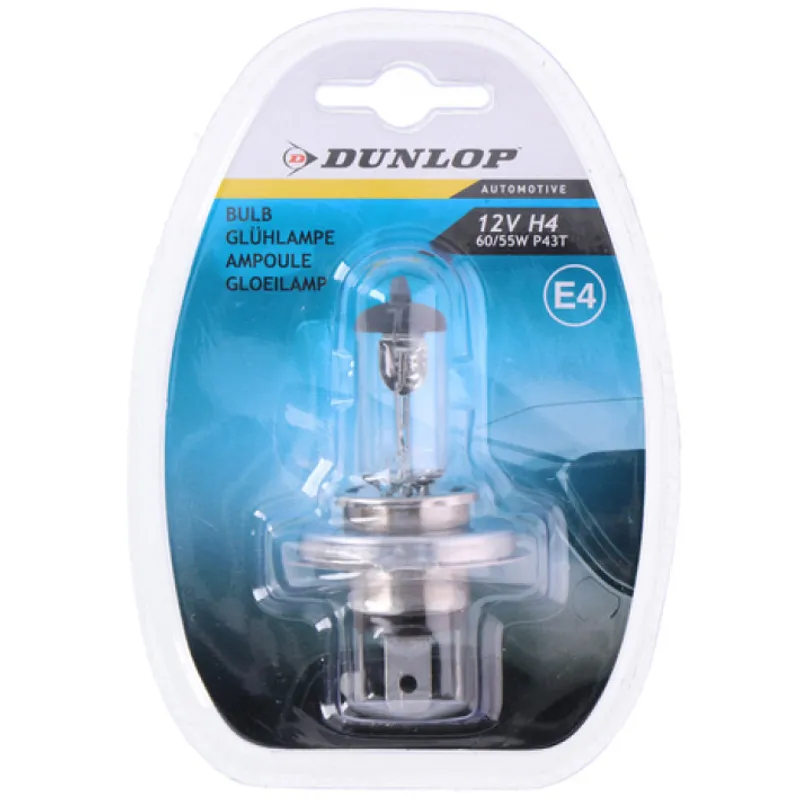 1 брой Халогенна крушка за фар H4 60 / 55W, 12V P43T E4 Dunlop - 0