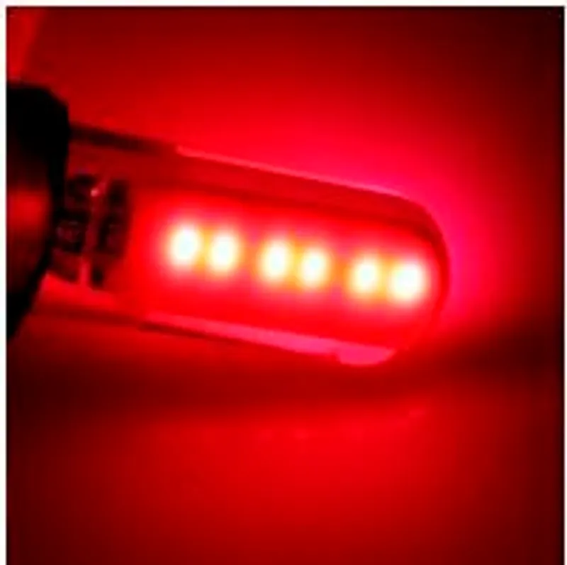 LED Лед Диодни Крушки За Габарит, Т10 W5W, COB 12-Core, 12V, Червена, Canbus - Error free , Без грешки - 0