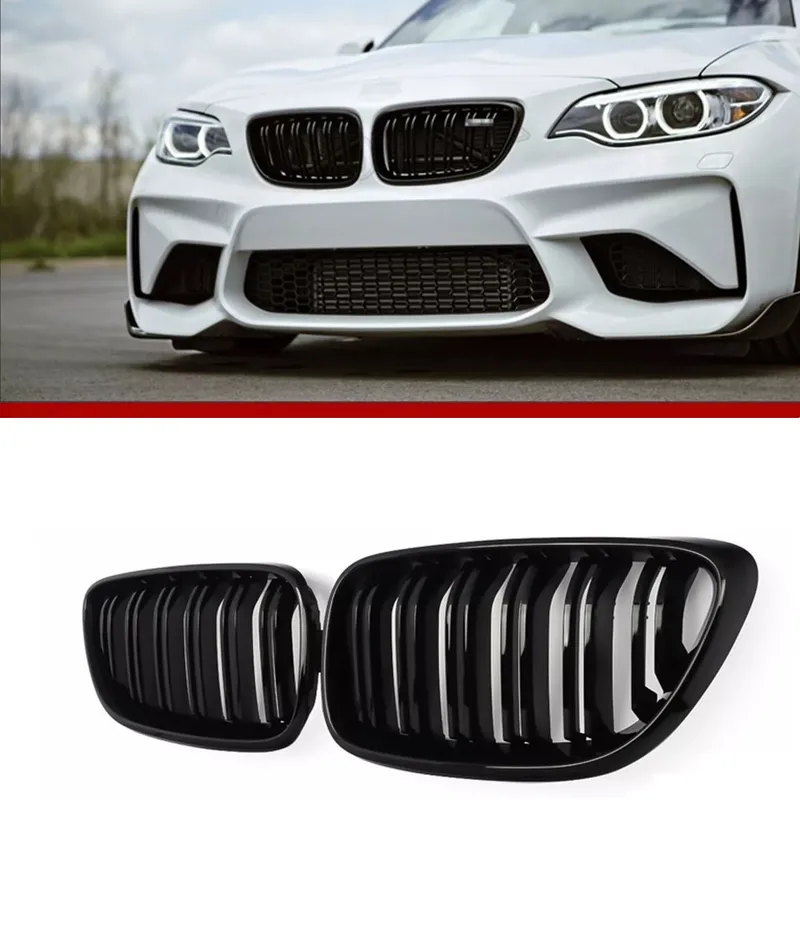Двойни Бъбреци Решетки За БМВ BMW F22 F23 F24 F27 E87 2012г.-2018г. Черен Гланц Лак - 0