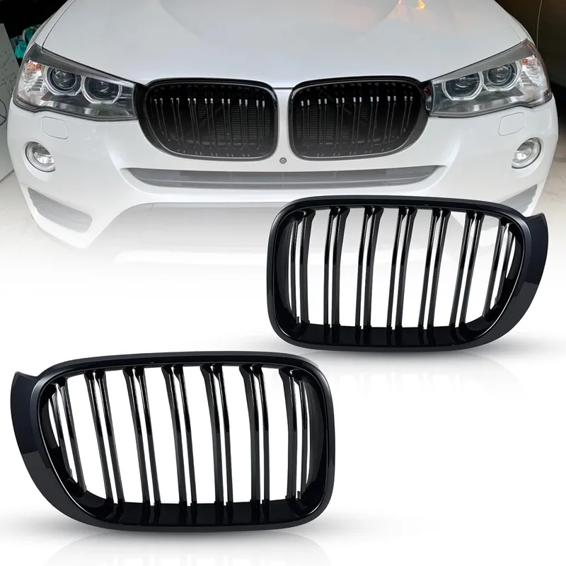 Двойни Бъбреци Решетки За БМВ BMW X3 X4 FACELIFT F25 F26 2014 - 2017г. Черен Гланц Лак - 0
