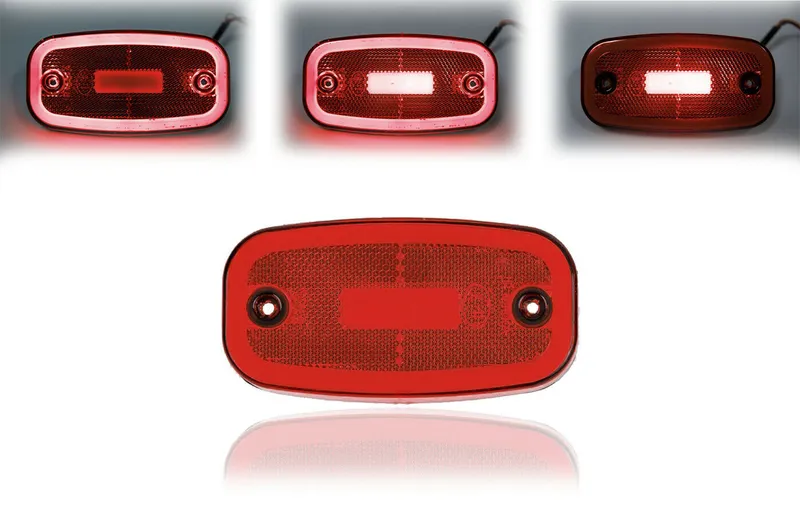 LED Червен Светодиоден Габарит Маткер Токос Неон Ефект, 122mm x 63mm , с Три Функции 12V-24V - 0