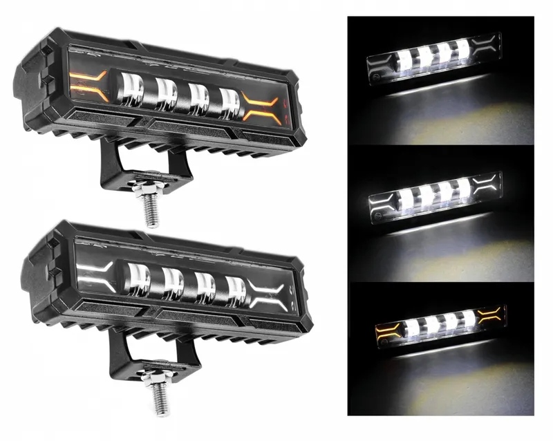 17cm 7Д Диоден Прожектор Led Bar Лед Бар Халоген Бяла Светлина + Габарит бяло - жълто 12V - 24V За АТВ SUF Джип 4х Offroad Камион - 0