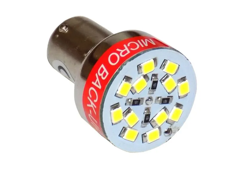 12LED ЛЕД Светодиодна крушка зумер устройство със звукова сигнализация при заден ход 12V бяла P21W BA15S - 0