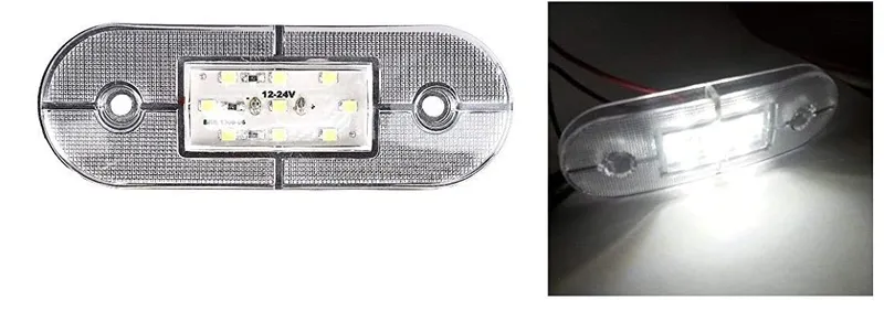 24V ЛЕД LED Бял диоден маркер габарит токос със 9 светодиода за камион ремарке бус ван каравана платформа и др. - 0