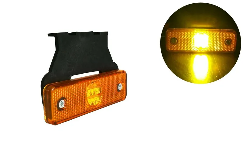 LED ЛЕД Светодиоден Оранжев Габарит Със Стойка, Маркер, Водоустойчив, 24V за камион, бус, ван, пикап, ремарке, каравана, платформа - 0