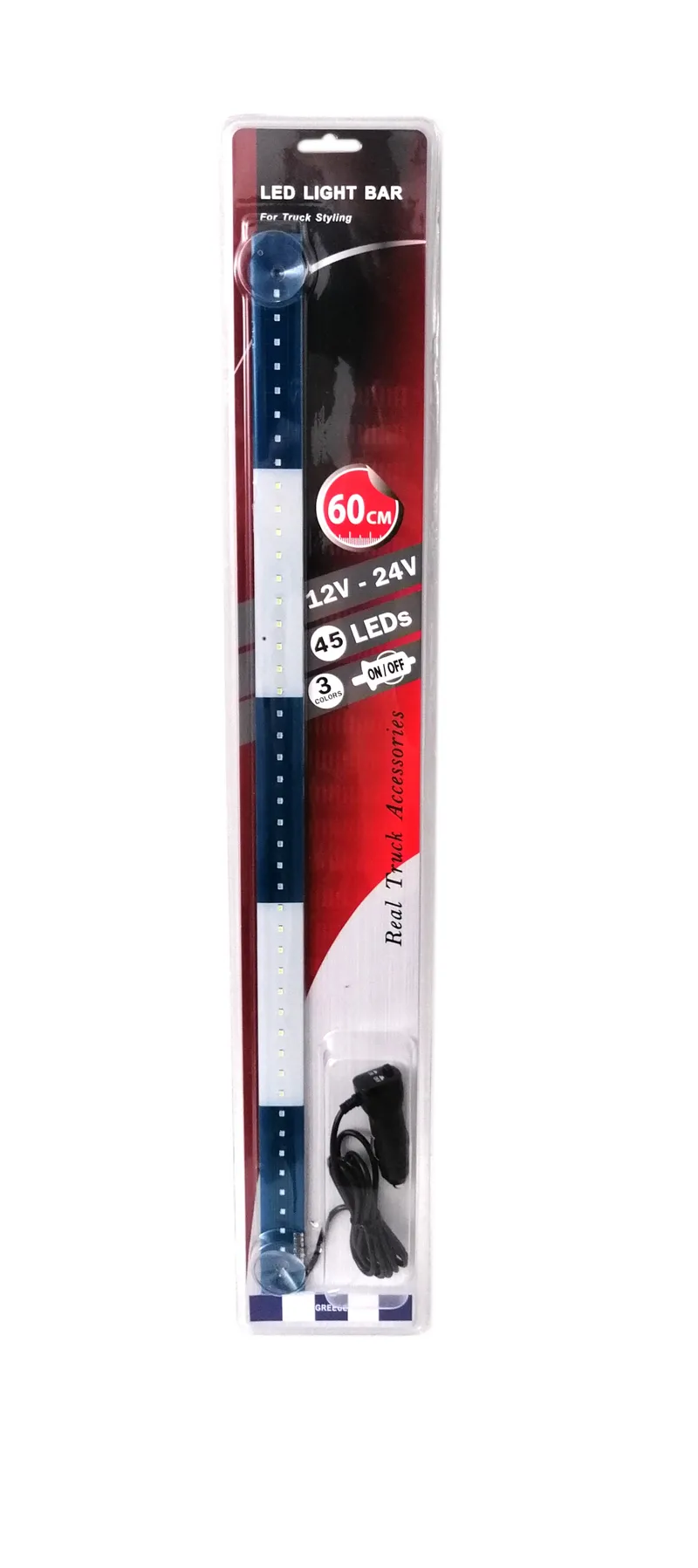 Светещ лед бар 60 cm 45 LED 12V - 24V синьо-бяло GR Greece флаг знаме Гърция - 0