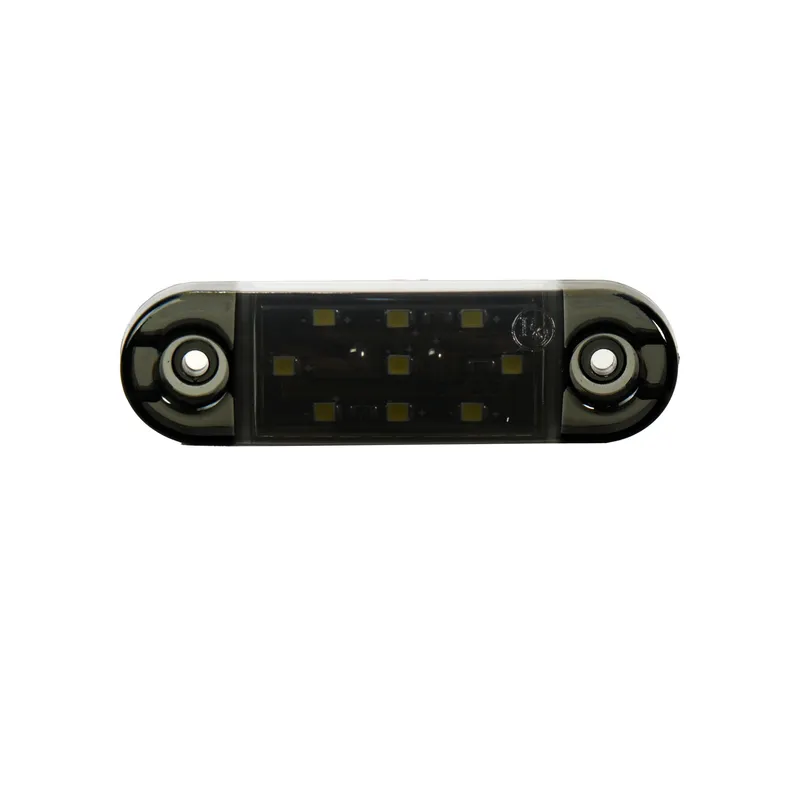 Опушен LED габарит маркер с 9 диода, Бял, 12V-24V, 20см кабел - 0