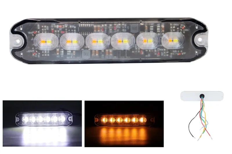 12 LED ЛЕД Комбинирана Жълто-Бяло Аварийна Лампа Блиц Светлина Мигаща За Пътна Помощ Платформа и др. 12-24V - 0