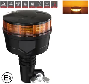 19W LED Аварийна Сигнална Лампа Маяк Буркан 30 Диода Оранжева Жълта 12V - 24V за монтаж на тръба