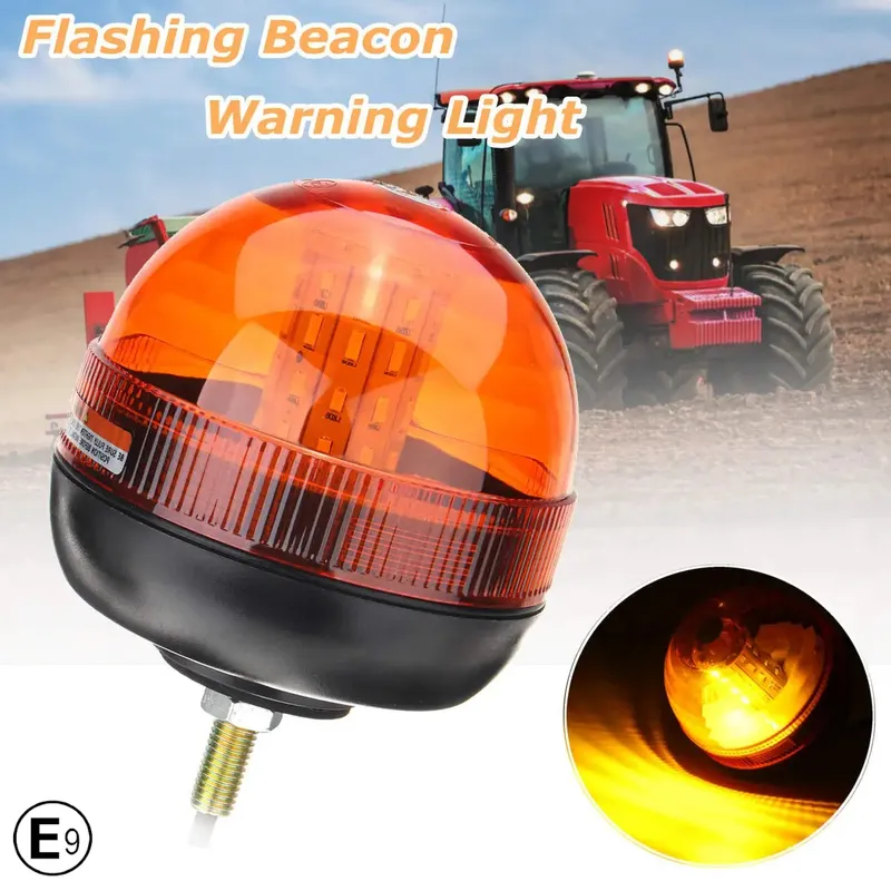 LED Аварийна Сигнална Лампа Маяк Буркан Оранжева Жълта 12V - 24V за трактори комбайни репатраци снегорини аварийни автомобили и др. Е-Mark E9 - 0