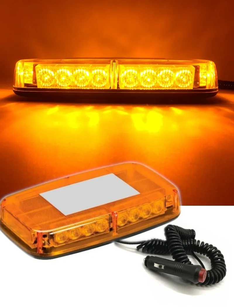 12V 24V LED Диодна Аварийна Сигнална Лампа Буркан с Магнит 15 режима Оранжево Стъкло За Пътна Помощ Платформа Снегорин и др. - 0