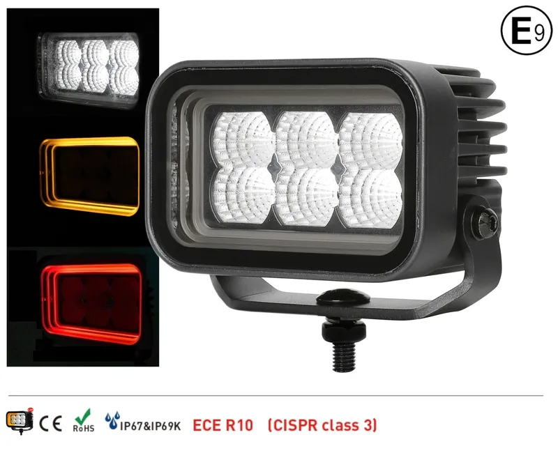 42W LED Халоген Бял, Разпръсната светлина с жълта и червена DRL светлина 12V-24V - 0