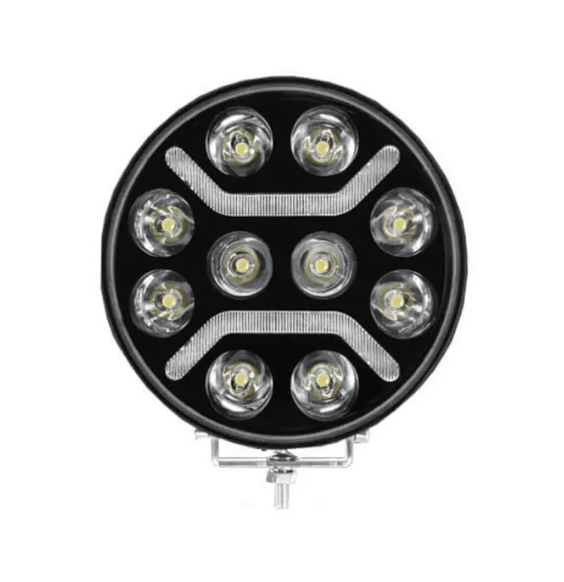 LED + DRL Диоден Халоген Фар Бял Оранжев Габарит Ø 230 мм 12V 24V за джип камион трактор багер земеделски машини и др. - 0