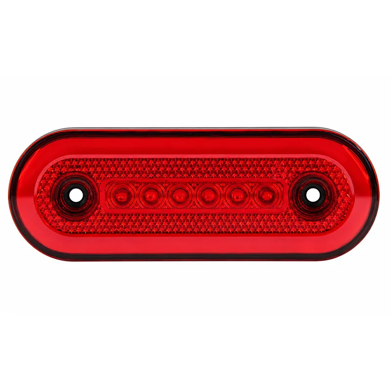Овален LED габарит 12-24V, червен, 24 LED с неон ефект, 115 x 44 мм - 0