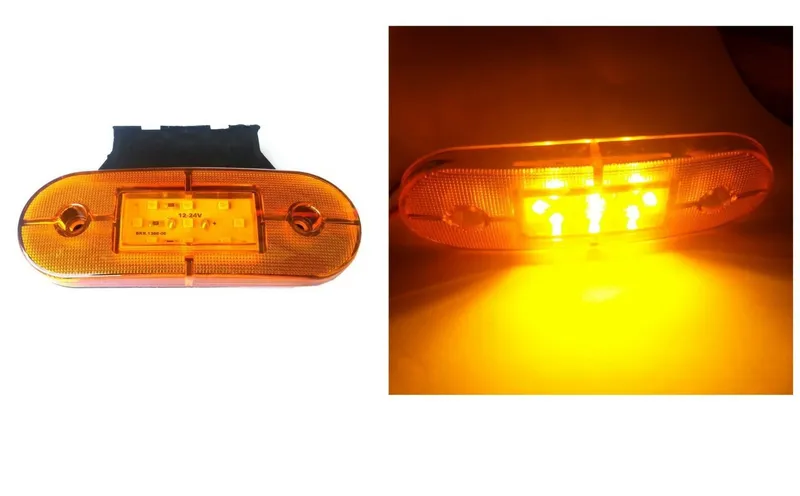 24V ЛЕД LED Оранжев Жълт Диоден Маркер Габарит Токос със 9 светодиода за камион ремарке бус ван каравана платформа - 0