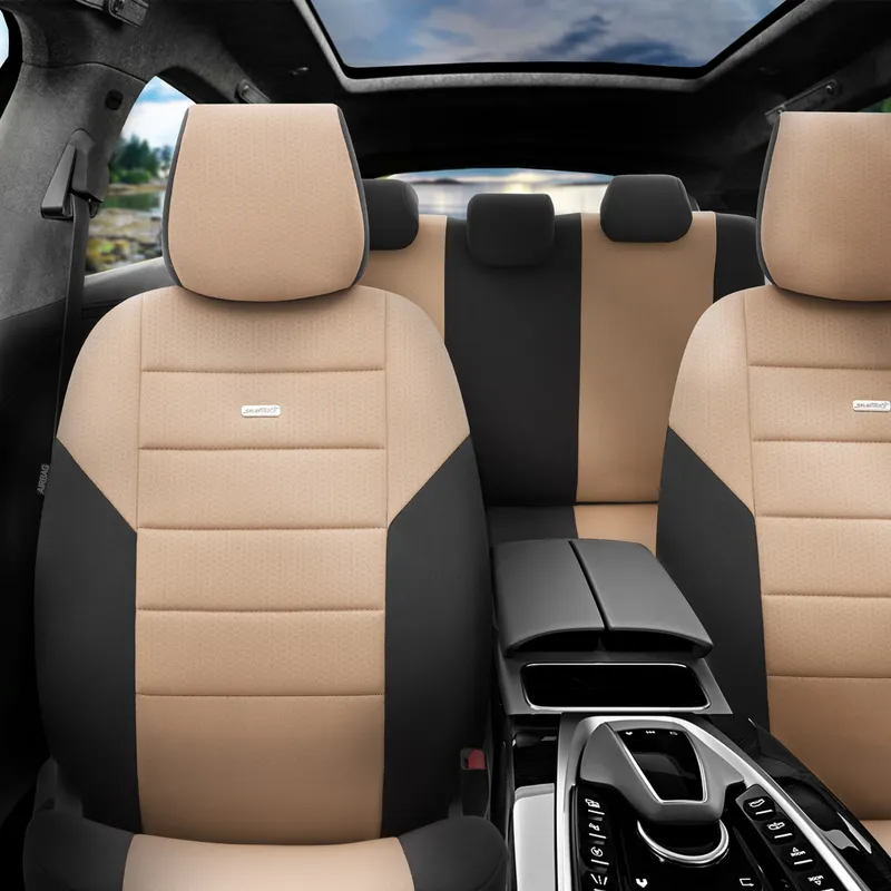 Комплект Тапицерия SelectedFit One Design by OTOM текстил – Черно-Бежова, за Предни и Задни Седалки - 0