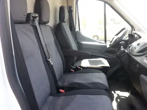 2+1 комплект калъфи / тапицерия - специално ушити за Ford Transit 2013+ - пасват перфектно - с отвор за барчето на седалка - LUXE черно-сиво