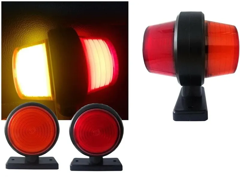 Комплект от 2 броя 12-24V ЛЕД LED Диодни Странични Маркери Рогчета Светлини неон ефект За Камион Ремарке Каравана Кемпер АТВ оранжево-червено 2X MAR515 - 0