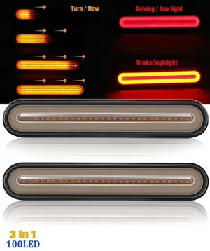 Комплект тънки LED стопове, стоп, задна светлина, динамичен Бягащ Мигач Неон Ефект - 12V-24V