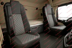 Комплект 1+1 тапицерия от еко кожа за MERCEDES ACTROS MP4 EURO 6 2015-2021 - сиво-черно