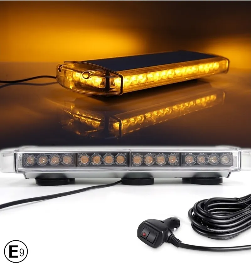 55см LED Аварийна Сигнална Лампа с Магнити, 10 Режима, E-Mark E9, 12V / 24V, Оранжева Светлина, За Пътна Помощ, Репатрак, Платформа, Снегорин, Багер, Бус и Ван - 0