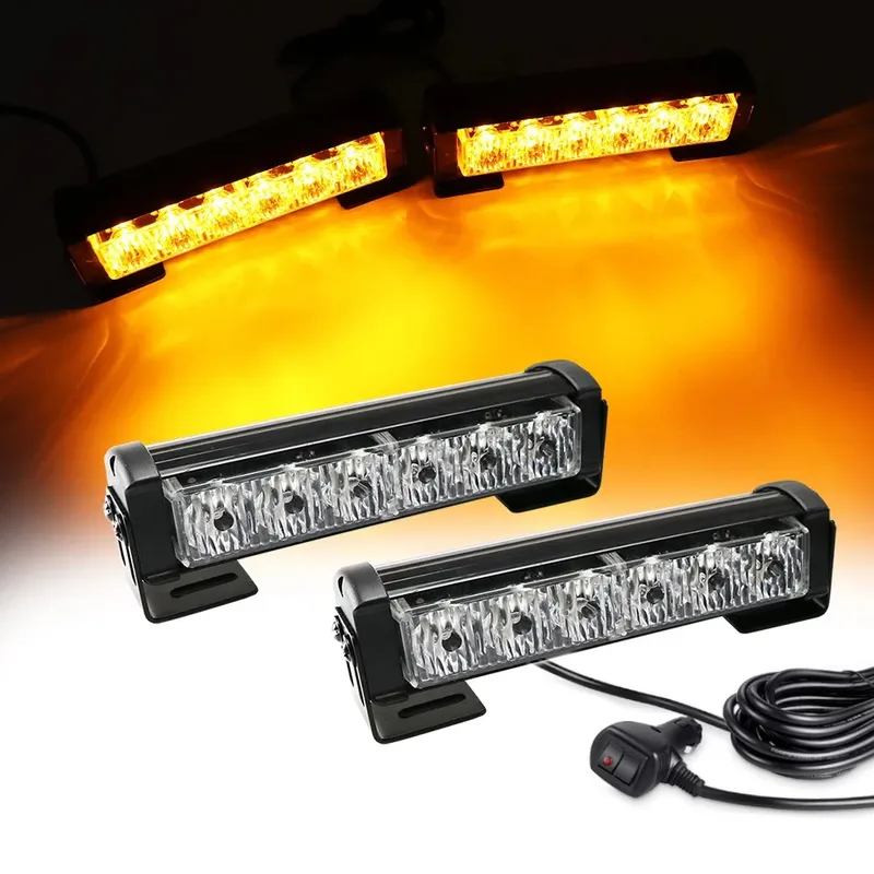 Комплект 2 Броя по 17 cm Сигнална Аварийна Блиц Маяк LED Лампа За Пътна Помощ Платформа 12V-24V 14 режима - 0