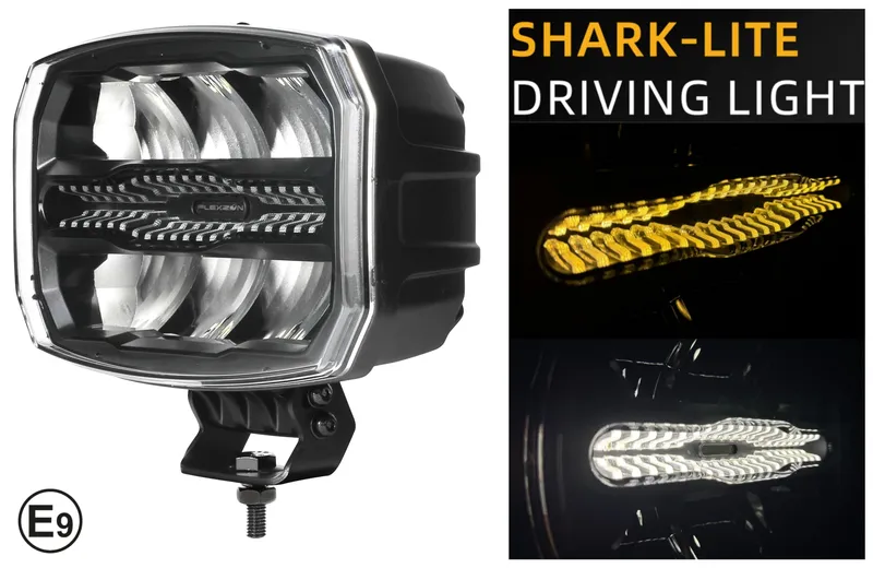 LED комбиниран халоген Flexzon 12–24V, 175W, 11000 lm, оранжев/бял DRL и аварийна блиц светлина с 4 режима, E-mark, IP67/69K - 0