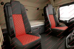 Комплект 1+1 тапицерия от еко кожа за MERCEDES ACTROS MP4 EURO 6 2015-2021 - червено-черно