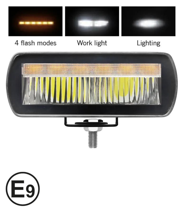 LED комбиниран халоген Flexzon / работна лампа с бял DRL и аварийна блиц светлина с 4 режима, IP65/67K, 12–24V - 0