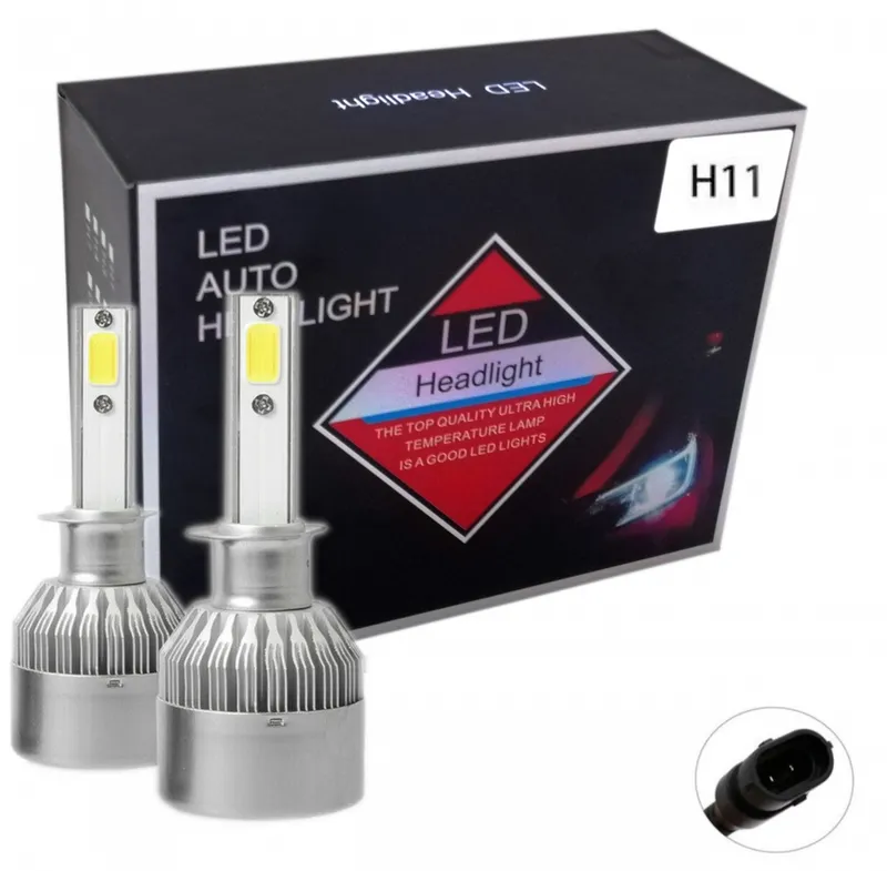 Комплект от 2 броя LED ЛЕД диодни крушки за фар халоген H11 / H8 / H9 12V 36W - 0