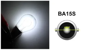 LED Лед Крушки, 18 SMD, BA15S 1156 (P21W), Срещуположни пинове (180°), Opposite, 12V, Бяла Светлина