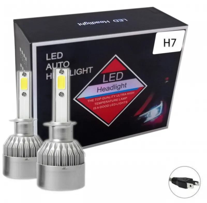 Комплект от 2 броя LED лед диодни крушки за фарове H7 Х7 36w 7600lm 12/24V - 0