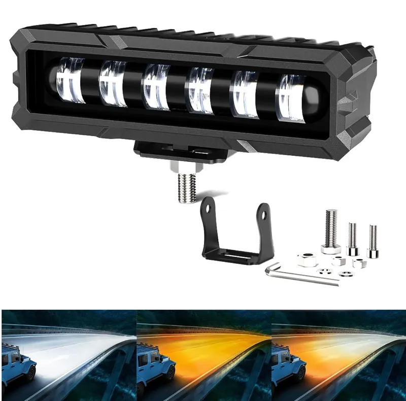 15,5 cm 7Д Диоден Прожектор Супер Мощен Халоген Led Bar Лед Бар 40w Комбиниранa Бяла и Жълта Светлина 12V - 24V За АТВ SUF Джип 4х Offroad Камион - 0