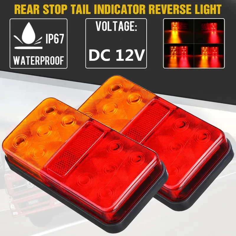 Комплект LED Диодни Стопове Стоп Задна Светлина Slim 12V За Камион Ремарке Бус Ван Каравана и др. 15 cm x 8 cm - 0