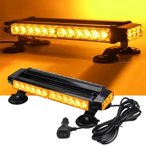 30 LED Двустранна Аварийна Сигнална Лампа Блиц Маяк с Магнити За Пътна Помощ Платформа Снегорин 12-24V със 7 режима на работа Жълта 39.5 cm.