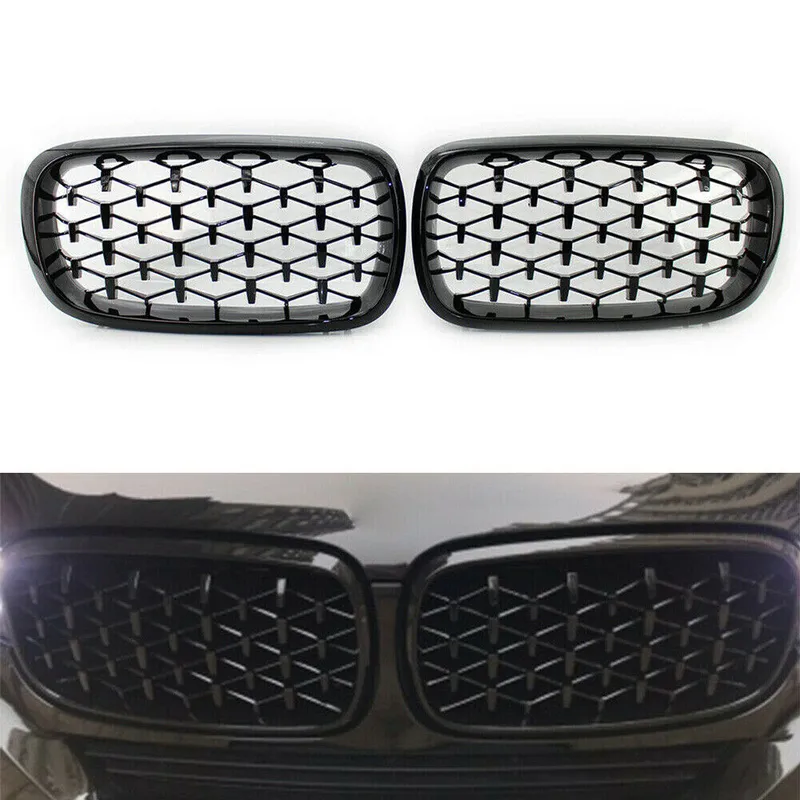 Бъбреци Решетки за BMW X5 E70 / X6 E71 (2007-2013) Diamond Style Черен Гланц - 0