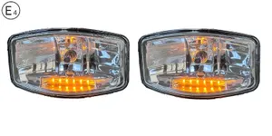 Комплект от 2 броя Халогени Фарове 12V-24V с крушка H7 + 6 ЖЪЛТИ LED габаритни светлини За Камион Трактор Багер Земеделски Машини и др.