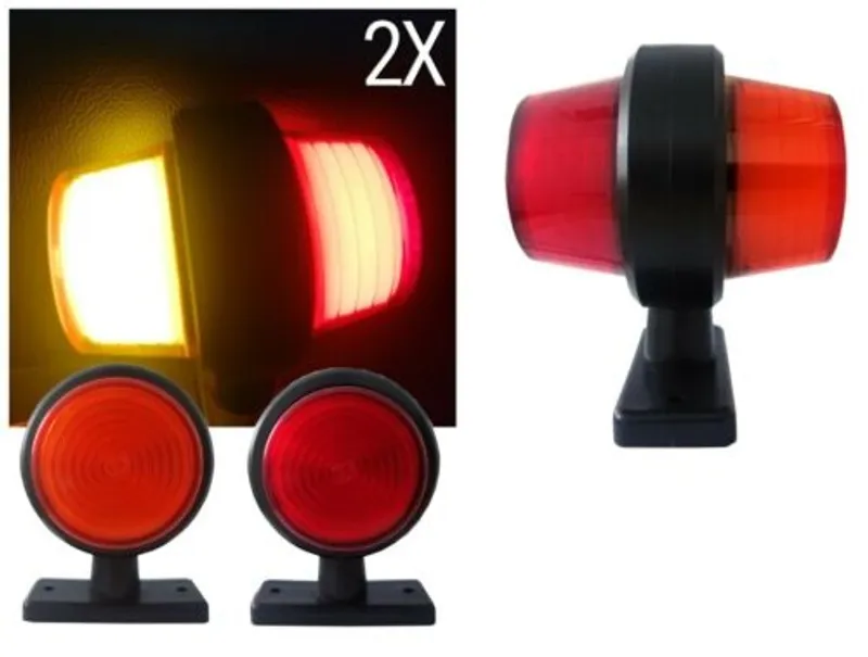 Комплект от 2 броя 12-24V висококачествени ЛЕД LED Диодни Странични Маркери, Рогчета, Светлини За Камион, Ремарке, Каравана, Кемпер АТВ и др., Неон Neon Ефект червено-оранжево - 0