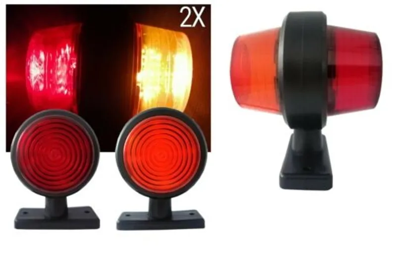 Комплект от 2 броя 12-24V ЛЕД LED Диодни Странични Маркери, Рогчета, Светлини За Камион, Ремарке, Каравана, Кемпер АТВ и др., червено-оранжево - 0