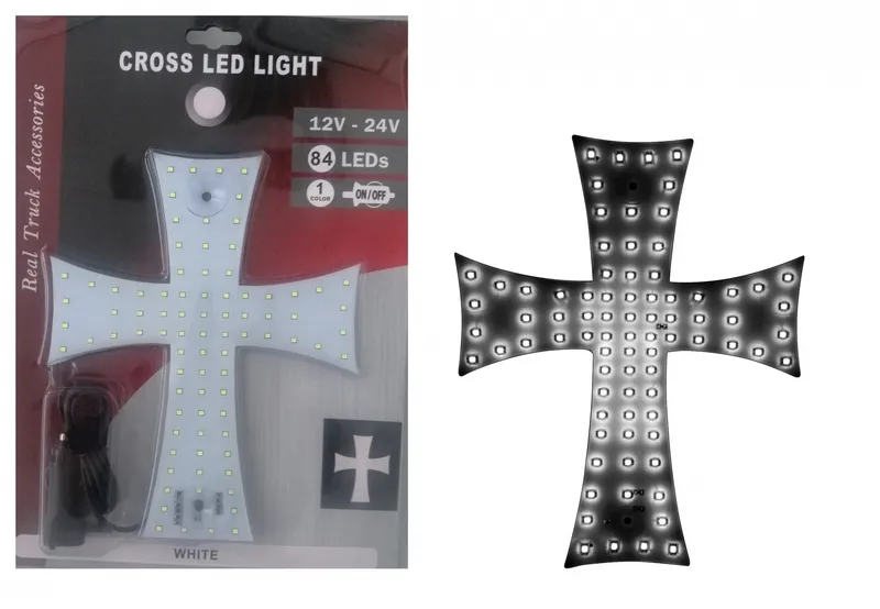 Диоден светещ кръст бял 84 LED ЛЕД 12V 24V 245 x 200 mm - 0