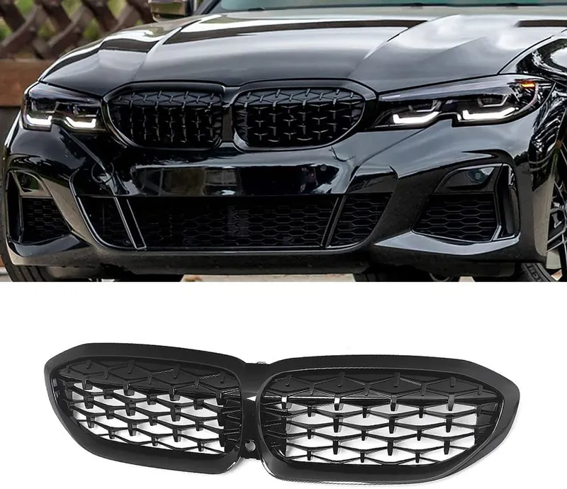 Бъбреци Решеткa за BMW Series 3 G20, G21, G28 Diamond Style Черен Гланц - 0