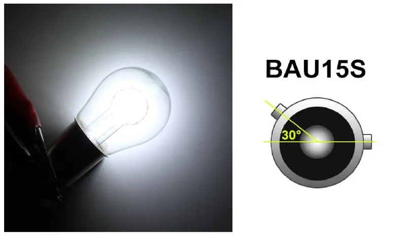 LED Лед Крушки, 18 SMD, BAU15S 1156 (PY21W), Асиметрични, Разминати пинове (150°) , Offset, 12V, Бяла Светлина - 0
